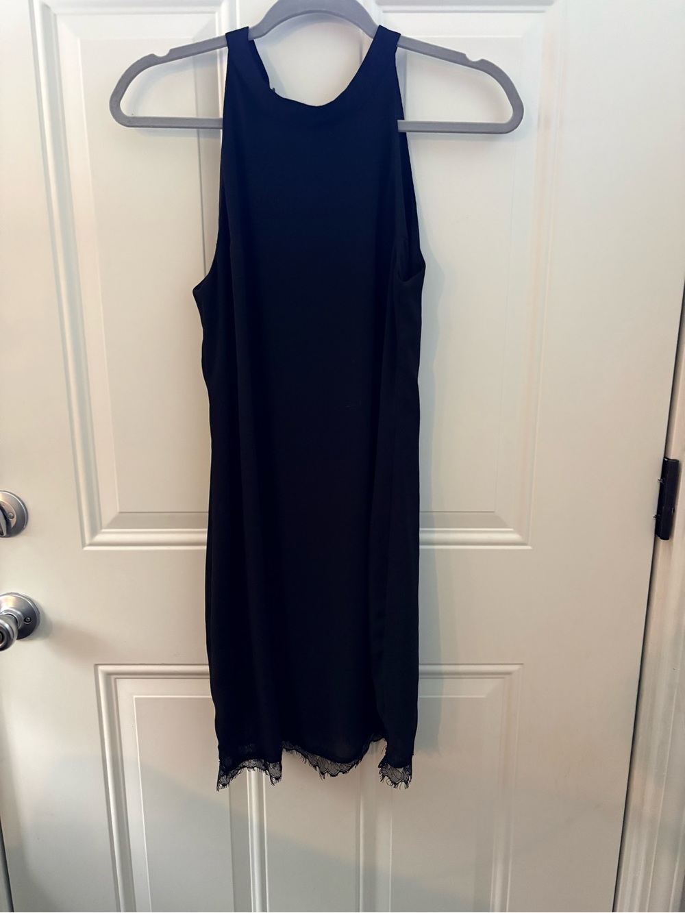 Black Lace-Hem Sleeveless Dress